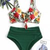 Floral Knotted Tummy Control Tankini Swimsuit