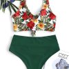 Floral Knotted Tummy Control Tankini Swimsuit