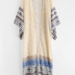 Printed Long Beach Kimono - Warm White