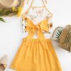 Halter Tied Back Sunflower Two Piece Set