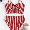 Striped Tied Keyhole Tankini Swimsuit