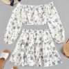 Dandelion Print Frilled Two Piece Dress