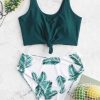 Leaf Print Knot Mix And Match Tankini Swimsuit