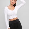 Solid Gathered Front Cropped Tee