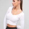 Solid Gathered Front Cropped Tee