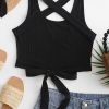 Criss Cross Tied Solid Tank Top