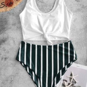 Knot Stripe Tankini Swimsuit