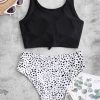 Knot Dalmatian Print Tankini Swimsuit