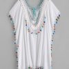 Tassels Crochet Panel Beach Kaftan Dress