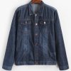 Flap Pocket Scratch Casual Denim Jacket