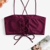 Lace Up Cami Padded Bikini Top