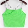 Ribbed Chain Straps Crop Tank Top