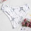 Marble Print High Waisted Bikini Bottom