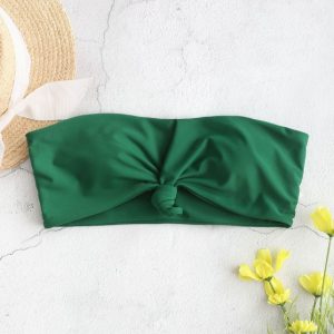 Knot Hem Bandeau Bikini Top