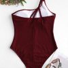 Ribbed Braided One Shoulder One-piece Swimsuit