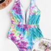 Tie Dye Plunge One-piece Swimsuit