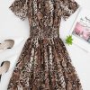 Off Shoulder Snake Print Mini Dress - Multi S