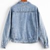 Drop Shoulder Pocket Button Up Boyfriend Denim Jacket