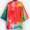 Tie Dye Casual Open Front Kimono Cardigan