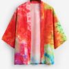 Tie Dye Casual Open Front Kimono Cardigan