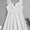 Ruffles Polka Dot Tied Flare Dress - White M