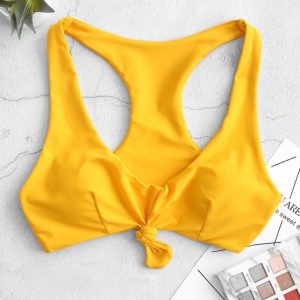 Knotted Racerback Tank Bikini Top