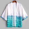 Seaside Beach Print Open Front Kimono Cardigan