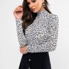 Leopard High Neck Flocking Tee