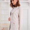 Lapel Longline Plain Blazer - Warm White L