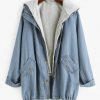 Two Pieces Zip Up Casual Denim Jacket