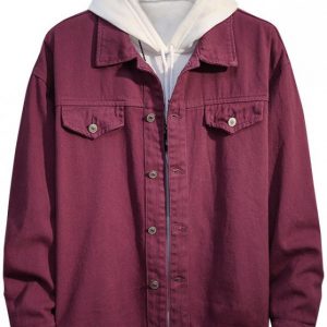 Casual Solid Color Button Up Denim Jacket