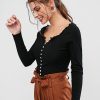 Loop Button Ribbed Crop Cardigan