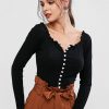 Loop Button Ribbed Crop Cardigan