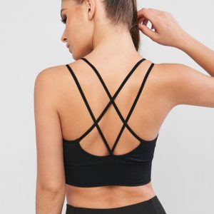 Criss Cross Rib-knit Hem Pullover Sport Bra