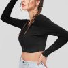 Button Up Ribbed Crop Tee