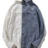 Two Tone Double Button Up Pockets Denim Jacket