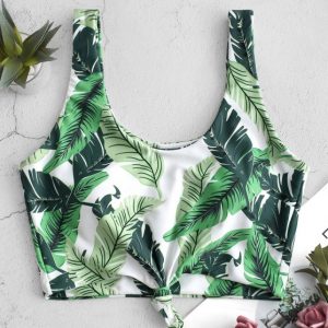 Palm Leaf Knot Cropped Bikini Top