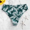 Leaf Print High Cut Bikini Bottom