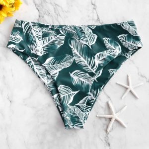 Leaf Print High Cut Bikini Bottom