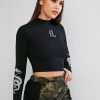 Mock Neck Dragon Cropped Tee