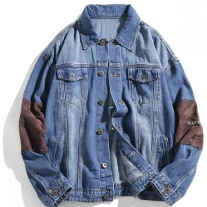 Letter Embroidery Button Up Patch Denim Jacket