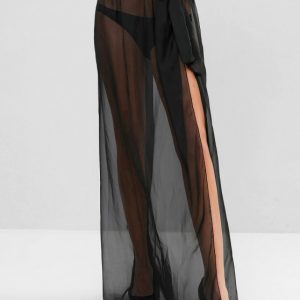 Sheer Tie Maxi Wrap Skirt