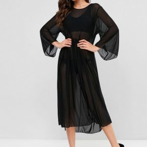 Sheer Mesh Maxi Cover-up Dress