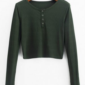 Henley Cropped Knit Tee