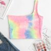 One Shoulder Tie Dye Crop Tank Top