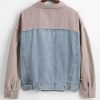 Colorblock Drop Shoulder Distressed Denim Jacket