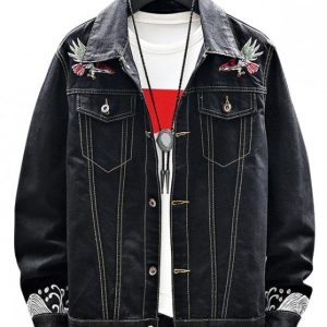 Animal Embroidered Pattern Denim Jacket