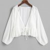 Raglan Sleeve Tie Front Peplum Cover Up Top