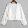 Raglan Sleeve Tie Front Peplum Cover Up Top