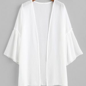 Flare Sleeve Open Front Longline Cover Up